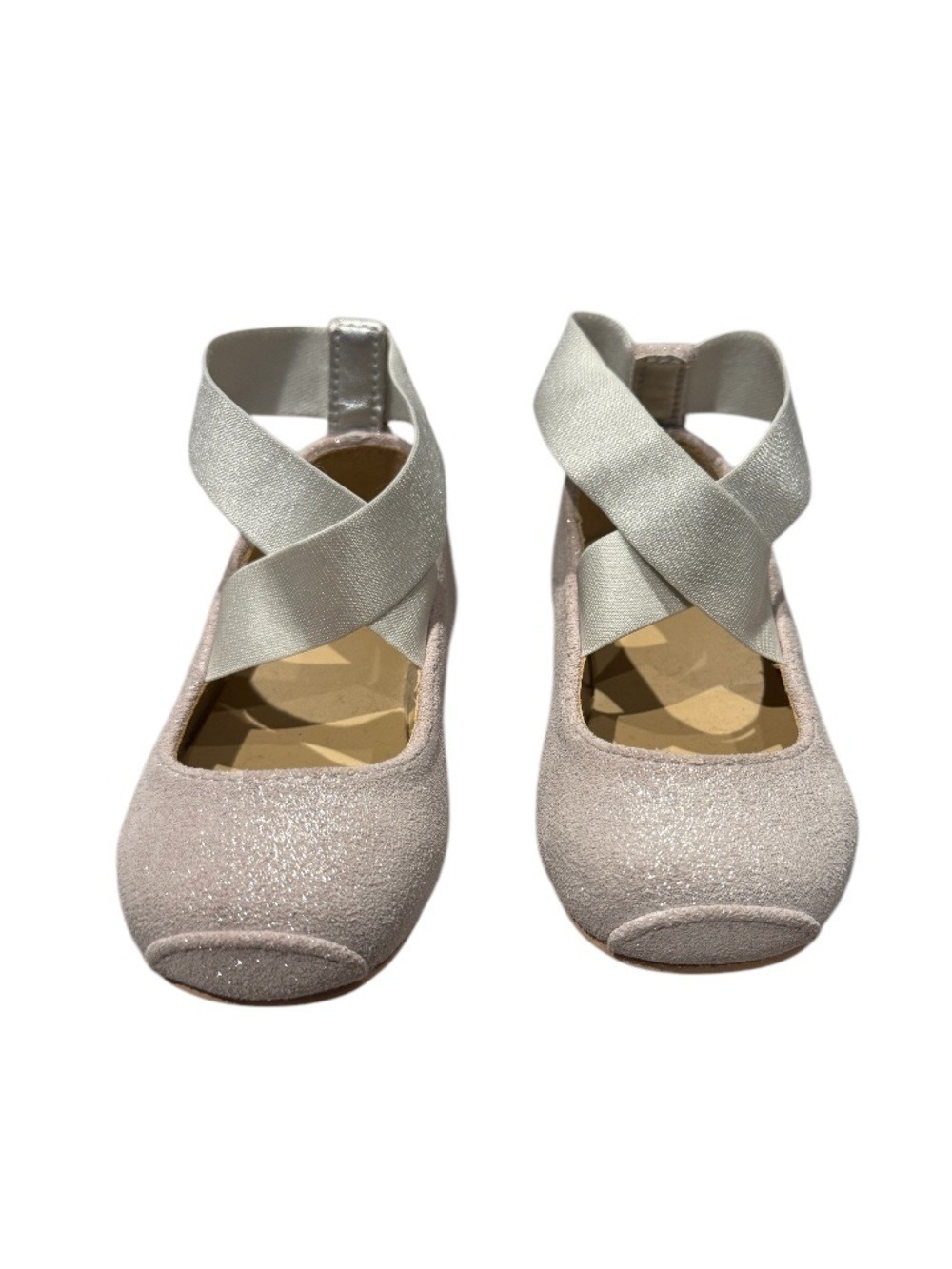 JANIE AND JACK ballet core white-ish sparkle dress up shoes - size 4 -little kid